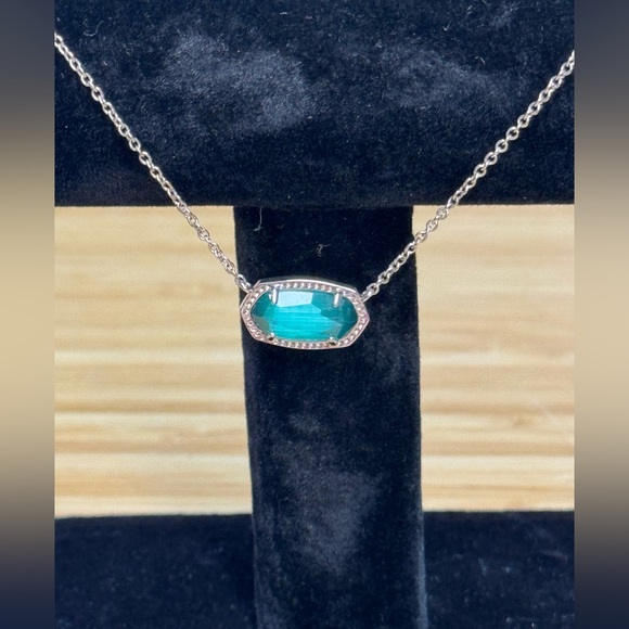 Kendra Scott Silver Necklace with Teal Pendant - Picture 6 of 7
